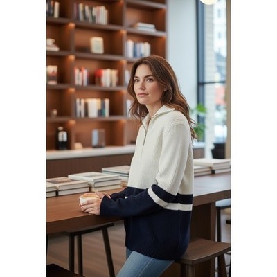 Lauren Active Ralph Lauren Quarter Zip Color Block Pullover Sweater