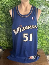 1999-00 NBA Washington Wizards #51 Gerard Hill Blue Nike Jersey 52+4