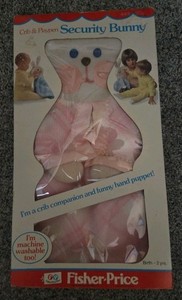 Vintage 1979 Fisher Price Pink Plaid Bunny Rabbit Lovey Security Blanket w/ Box