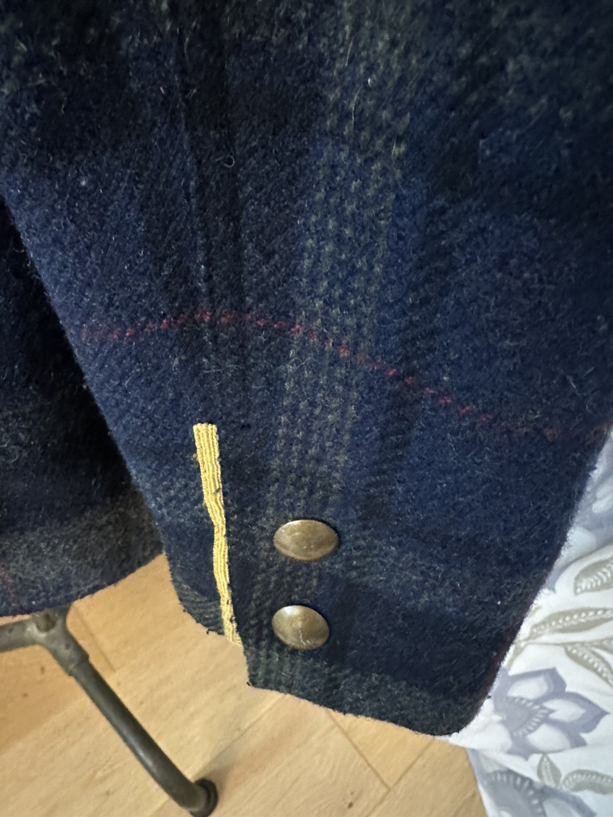 Joules Ladies Field Coat Jacket Women UK16 Navy Green Tweed Check Wool 