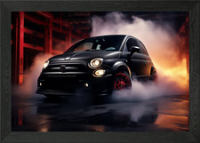Quadro Stampa Tela Poster Wall Art Corniciato Cerchi Rossi Fiat 500 Nero