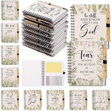 30 Sets Christian Notebook Gift Set with Pen  Sticky Notes White 
