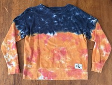 Women s Calvin Klein Jeans Sweatshirt - Blue Orange Tie-Dye - Size Small