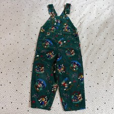 Vintage OshKosh B'gosh Camping  Canoeing Corduroy Overalls Kids 4T Green Bear