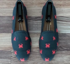 RARE! Men's $575 Stubbs & Wootton Blue Linen “CRABBY" Loafers Slippers Shoe 11.5