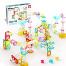 PICASSO-TILES Mini Marble Run Magnetic Tiles for Kids – 100PCS STEM Construction