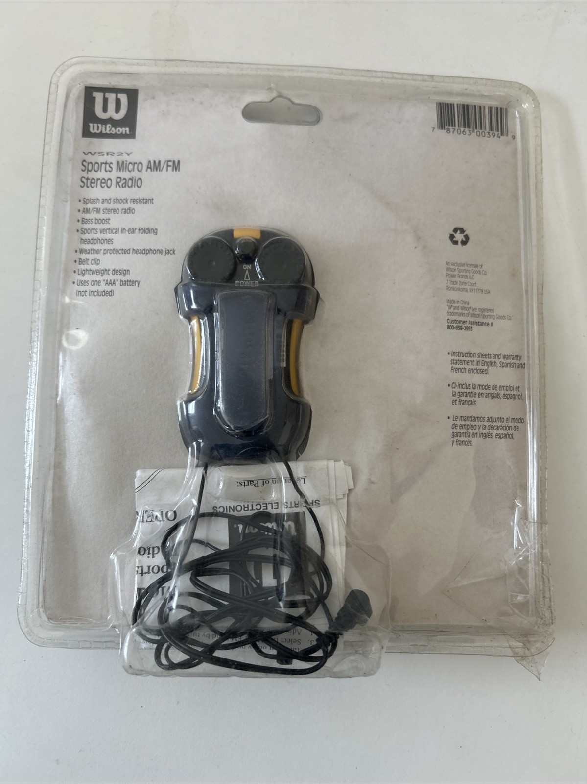 Genuine Wilson (WSR2) Black & Yellow Micro Handheld AM/FM Radio With Belt Clip