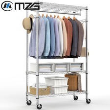 Heavy Duty Garment Rack Storage Chrome Closet Clothing Rack with Wheels 75 inch