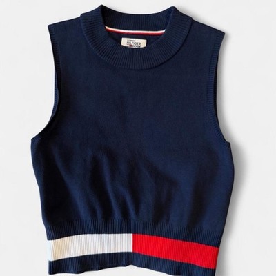 Tommy Hilfiger Denim Women's Knit Colorblock Crewneck Sweater Vest S/P