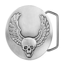 Indiana Metal Craft Biker Skull with Wings Fine Pewter Belt Buckle USA