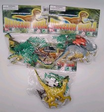  lot of 3 Dinosaur World plastic figures Various Dinos w/plants by WC MIP B1 
