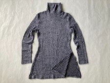 Women's Turtleneck Knit Sweater Dress Ribbed Bodycon Long Sleeve side vent
