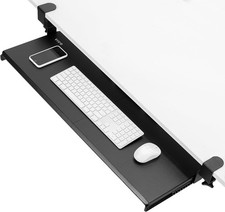 Extra Long Clamp-on Computer Keyboard and Mouse Under Desk Slider Tray, 34 x 11