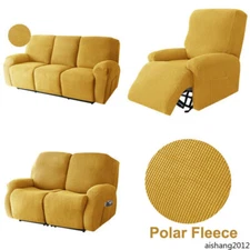 1 2 3 Seater Recliner Sofa Cover Elastic Armchair Cover Polar Fleece Split Style