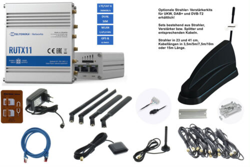 Teltonika LTE/WI-FI Router RutX11 Antenna 215B Black Cat6 300 Mbps 12V TEL-R - Picture 1 of 12