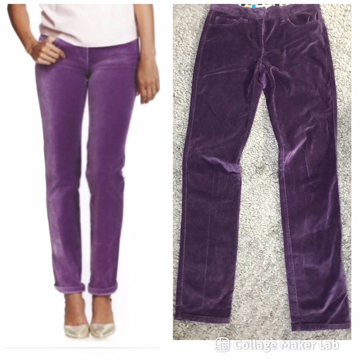 Boden straight leg velvet trousers Purple Uk 8 Long W 29 L 32 Violet