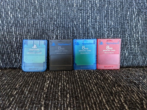 Original Playstation 2 1 Memory Card Ps2 Blau Rot Türkis Speicherkarte Sony Ps1 - Bild 1 von 17
