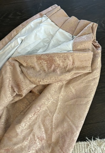 4 Panels Pinch Pleat Dusty Rose Metallic Floral Cottage Lined Blackout Curtain - Picture 5 of 9