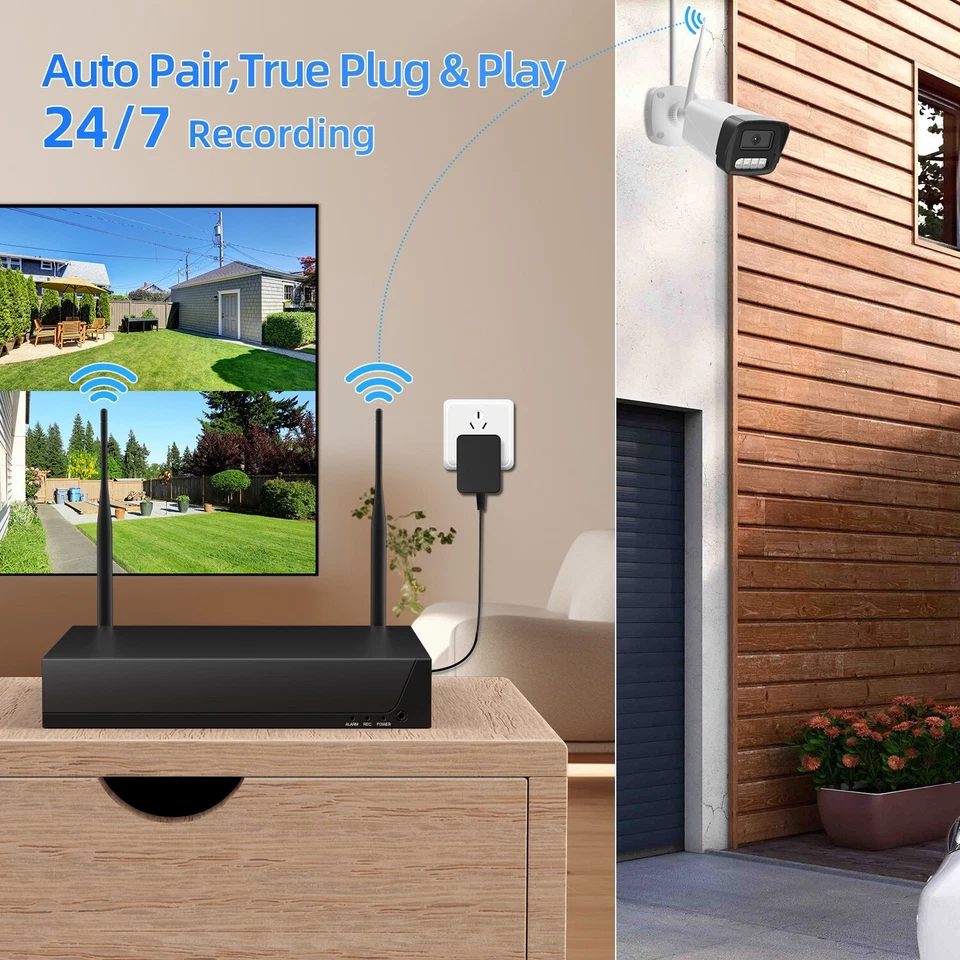 Cámara WiFi Seguridad 5MP PTZ Exterior Inalámbrico Hogar 10CH NVR CCTV Audio Foto 2 de 4