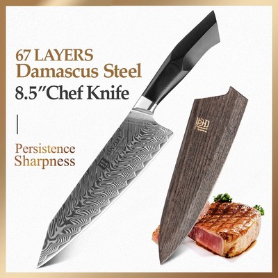Chef Knife 67 Layers Damascus Super Steel G10 Handle Kiritsuke Beef Cut Slicing