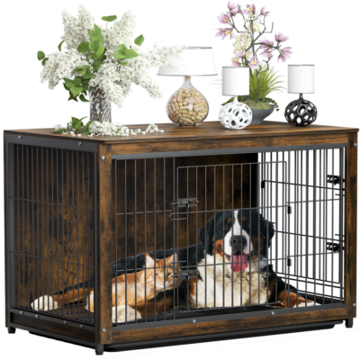 #ad #ad Large Dog Crate Wooden Kennel Heavy Duty Cage with Tray End Table Pet Furniture $159.90