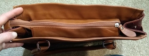 Apt. 9 Satchel/Purse/Handbag--Tan/Burgundy Faux Leather/Textured--Medium/Large - Picture 6 of 6
