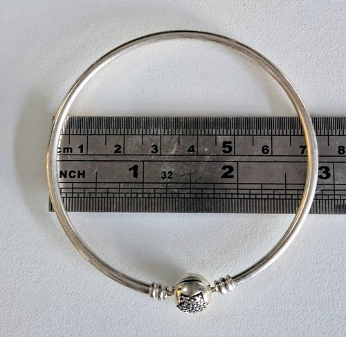 PANDORA Star Ball Clasp Silver 925 Bangle Bracelet Preloved - Picture 5 of 6