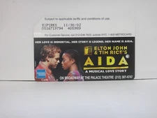 Metrocard AIDA Elton John Rim Rice Play Musical Love Story Amex subway metro nyc
