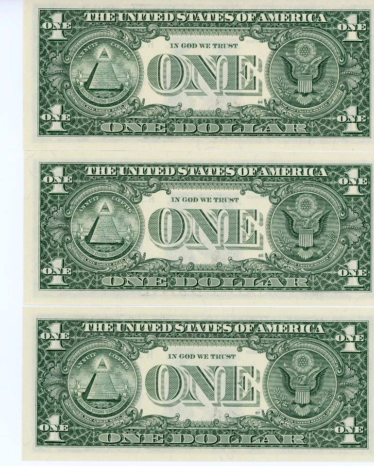 LOT OF 3 1988 A $1 DOLLAR BILL ST LOUIS SEQUENTIAL 02 03 05 UNCIRCULATED JFJ 10 - Image 2 of 2