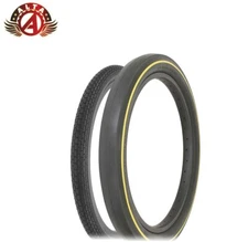 VINTAGE SCHWINN STYLE BRICK 20 X 1.75 W/ 20 X 2.125 S2 WIDE SLICK YL LINE TIRE.