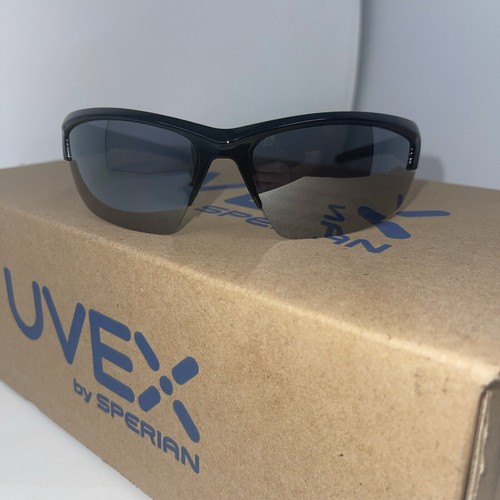 Box Of 10 UVEX MERCURY S1504 Safety Glasses Black/Grey Frame Silver Mirror Lens - Picture 3 of 6