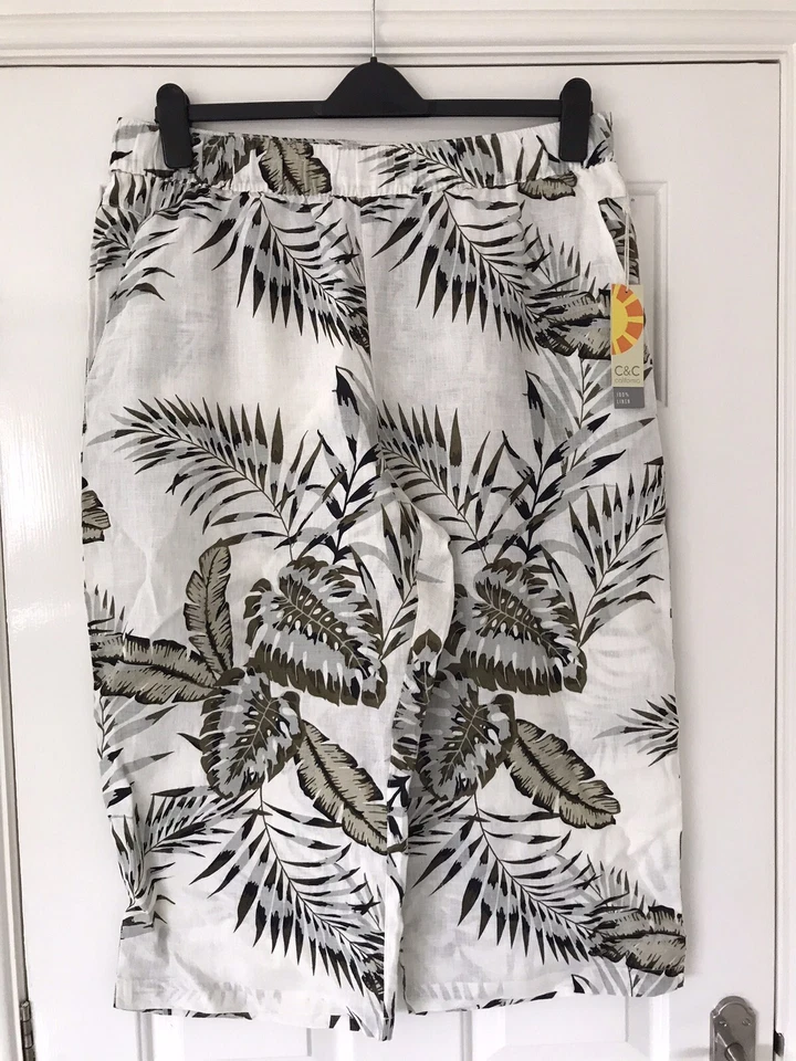 BNWT C&C California Cropped Linen, Wide-Leg Trousers Size UK Size 20 - Image 1 of 4