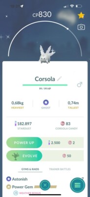 Shiny Corsola Galarian | Tr-de Registered 20K