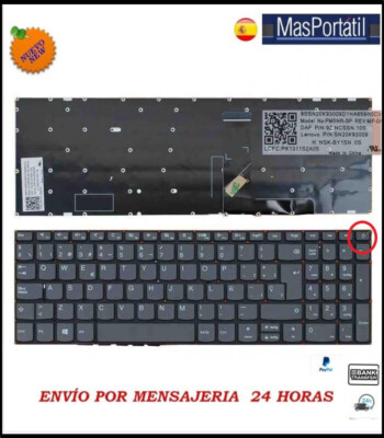 New Lenovo Ideapad V15-IIL Laptop Spanish Keyboard With Power Button TEC10