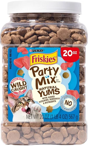 Purina Friskies Party Mix Natural Yums Tuna Cat Treats 20 oz. Canister