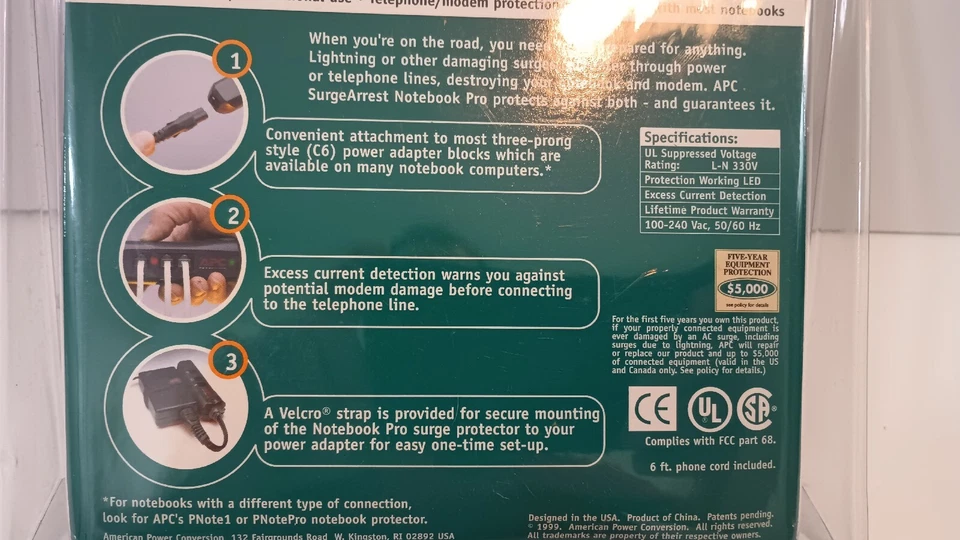 APC SurgeArrest Notebook Surge Protector Notebook Pro3 In-Line 3 Prong Design - Image 3 of 4