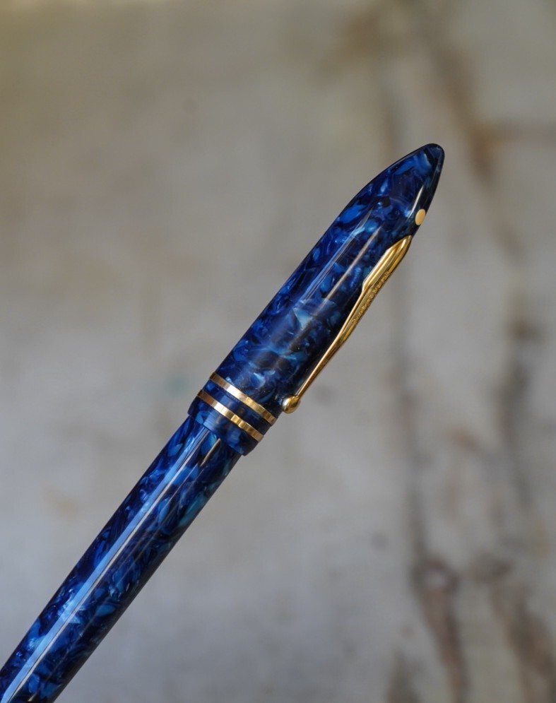 Stylo Plume SHEAFFER Balance - Résine Bleue Marbrée - Plume En Or 18K - Occasion (Collection)