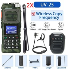 US UV-25 WALKIE TALKIE LONG RANGE TRI-POWER TWO WAY RADIO&BLUETOOTH MIC+108CM 2X