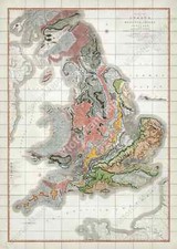 antique first geological map England Wales Britain W Smith 1815 art print poster