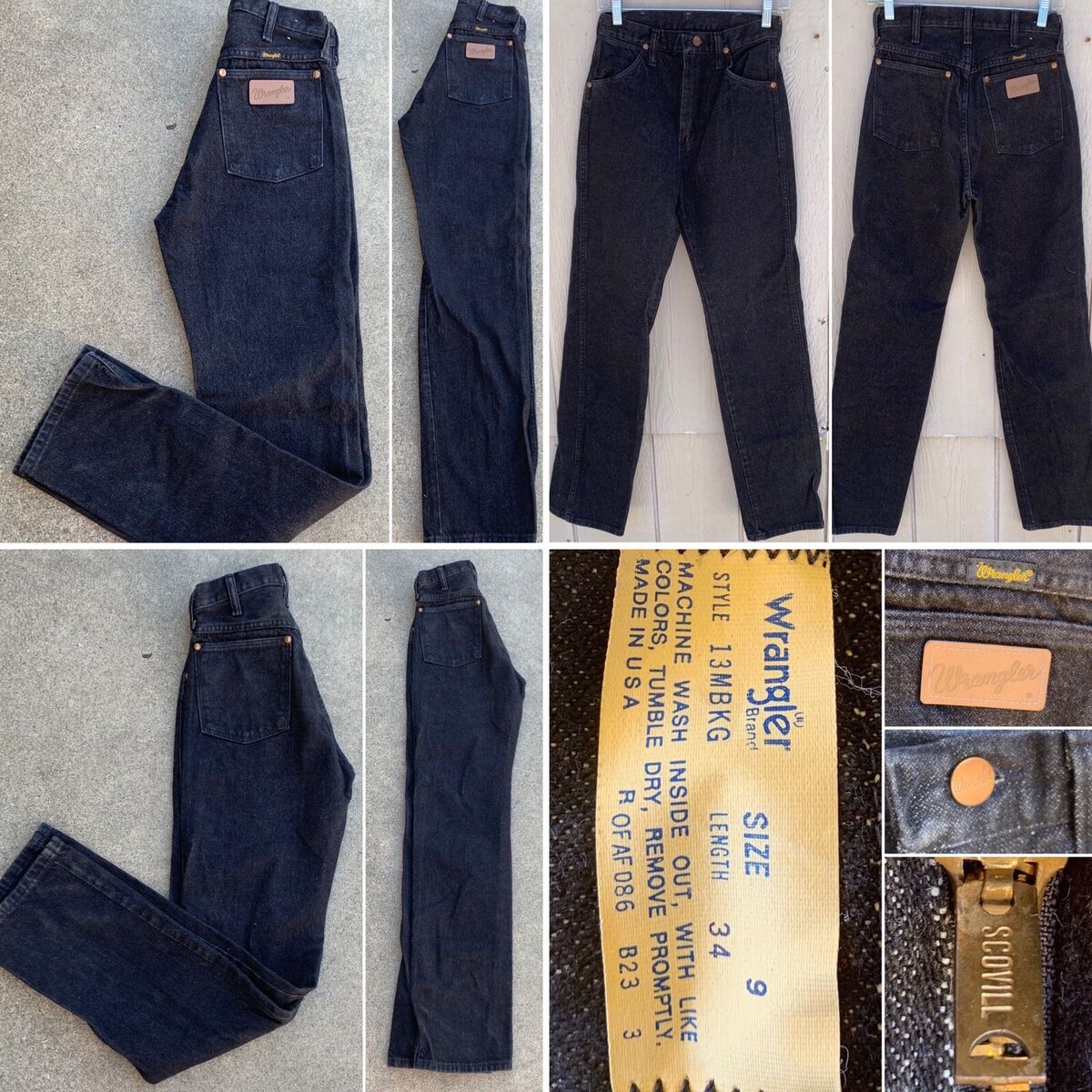 Vintage High Waist Wrangler Jeans black Scovill Zipper Size Vintage High Waist Wrangler Jeans black Scovill Zipper Size
