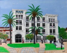 Gabriel Donnet - "Le Cannet, les orangers de la Mairie" Original naive painting 
