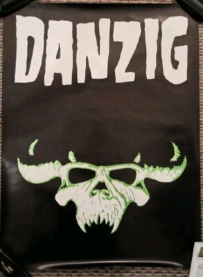Danzig Poster Skull Original Logo Green D1 UK RARE HTF OOP MINT