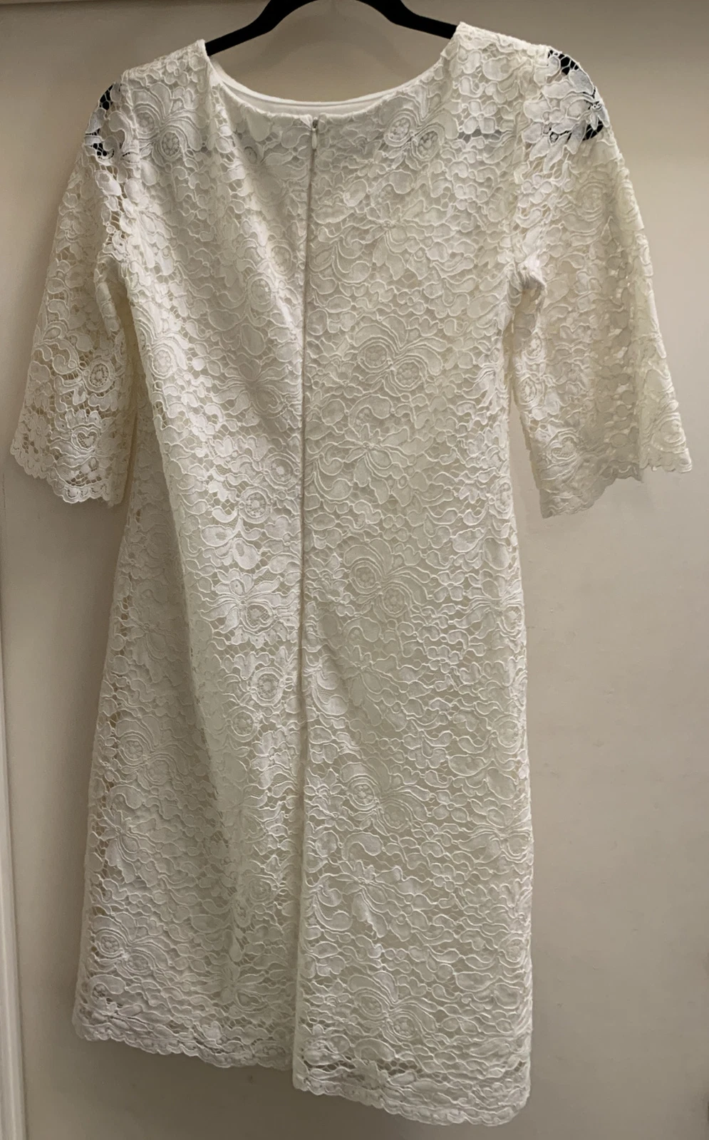 OFF WHITE Abito Lauren Ralph Lauren bianco sporco pizzo taglia 6 piccolo manica corta ottimo