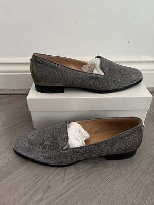 Russell & Bromley Metallic Silber/Gold Smoking Hausschuhe Schuhe - Größe UK 7 - Neu mit Karton