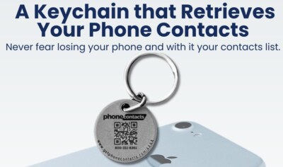 Phone Contacts Retrieval Keychain - Scan or send SMS to recover from lost phone