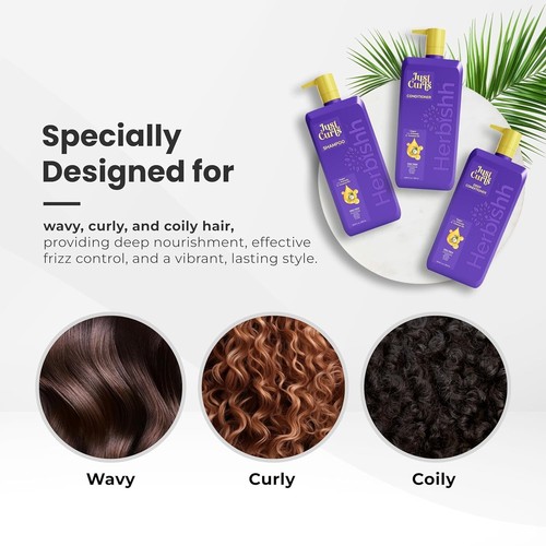 KIT DE CUIDADO DEL CABELLO JUST CURL TRIPLE NUTRIR - HERBISHH - Imagen 2 de 9