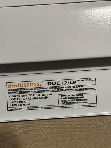 DMF 12” Thin Fluorescent Under Cabinet Light 8W T5 Lamp Included - Picture 13 of 17