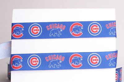 CHICAGO CUBS 7/8'' GROSGRAIN RIBBON -1, 3,5,10 YARDS BASEBALL SHIP FROM USA