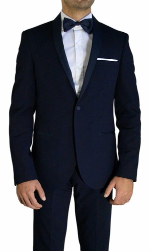 Abito Completo Uomo Sartoriale Vestito Smoking con Collo Sciallato in Raso  Slim | eBay