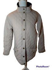 Tayberry Beige Quilted Coat With Floral Lining Size L